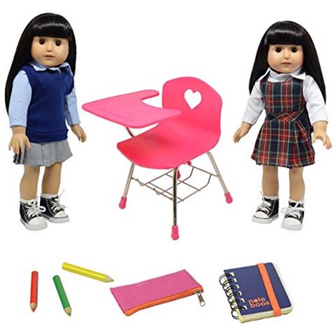Set Di Bambole Per Il Ritorno A Scuola Della Collezione Di Bambole New York - Banco Per Bambole, Set Di Forniture Scolastiche Per Bambole E Abbigliamento Uniforme Scolastico Per Bambole Da 18 Pollici, E154 - Foto 1