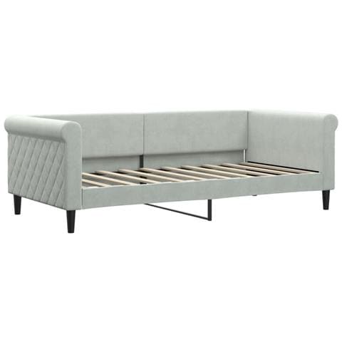Letto Da Giorno Grigio Chiaro 90x190 Cm In Velluto - Foto 1