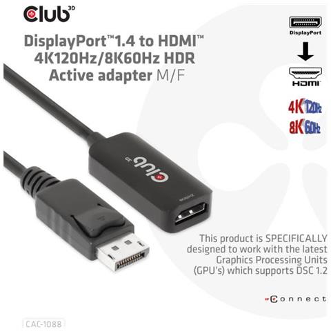Cac-1088 Cavo E Adattatore Video 0,21 M Displayport Hdmi Nero - Foto 2