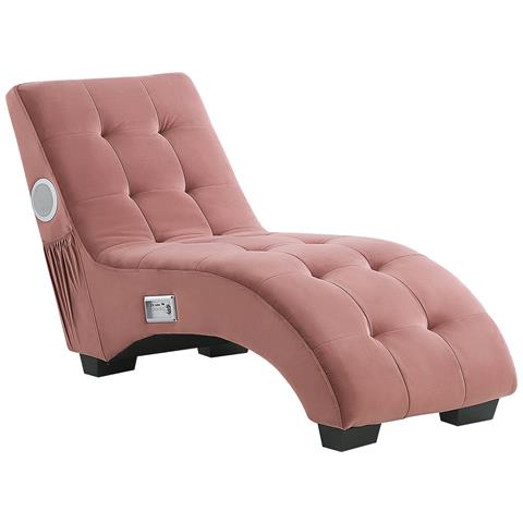 Chaise Longue Simorre Velluto Rosa Pastello Con Altoparlante Bluetooth Integrato - Foto 2