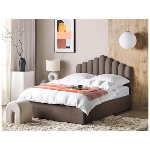 Letto Contenitore Velluto Tortora 160 X 200 Cm Vincennes - Foto 1