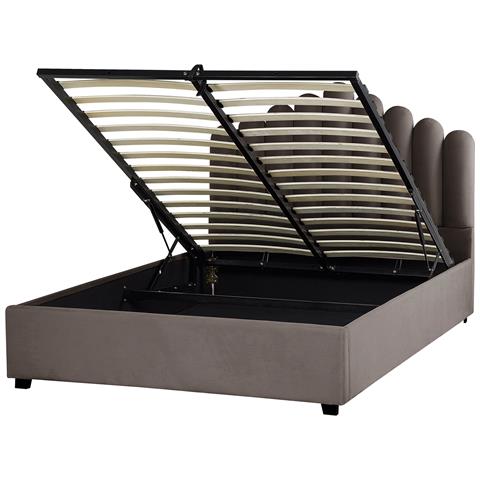 Letto Contenitore Velluto Tortora 160 X 200 Cm Vincennes - Foto 8