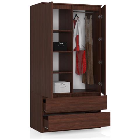 Armadio A 2 Ante Battenti E Cassetti S90, 90x51x180 cm, Colore Weng? - Foto 2