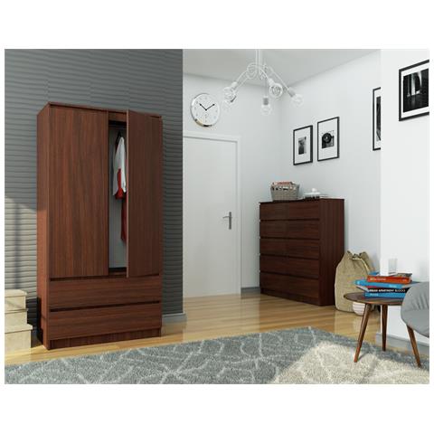 Armadio A 2 Ante Battenti E Cassetti S90, 90x51x180 cm, Colore Weng? - Foto 8