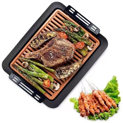 Trade Shop - Griglia Elettrica Antifumo 1000w Q-hb67 Grill Senza Fumi Piastra Antiaderente - Foto 1