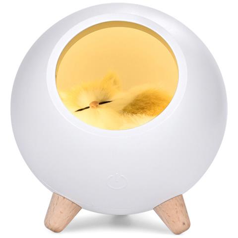 Luce Notturna Per Bambini Modello Sleepy Cat, Bianco - Foto 1