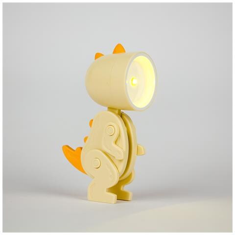 Puppy Dinosauro Mini Lampada Crema A Forma Di Dinosauro Da Tavolo Pieghevole A Led Luce Calda Regolabile E Tascabile Per La Lettura O Illumina Sul Tuo Comodino O Scrivania Pile Incluse - Foto 1