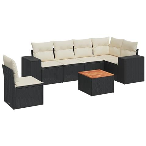 Set Divani Da Giardino Con Cuscini 7pz Nero Polyrattan - Foto 2