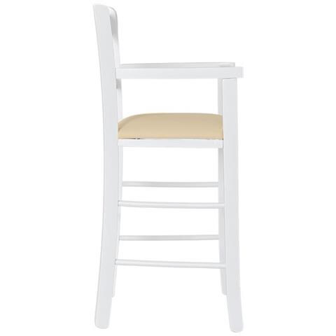 Seggiolone In Legno Bianco Con Seduta Ecopelle Beige - Foto 5