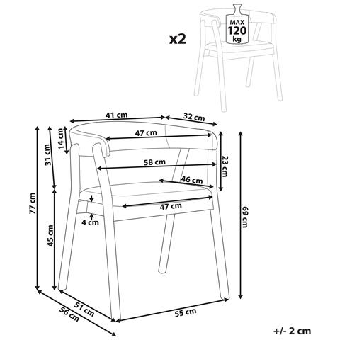 Set Di 2 Sedie Da Pranzo Mylo Legno Marrone Chiaro /grigio - Foto 8