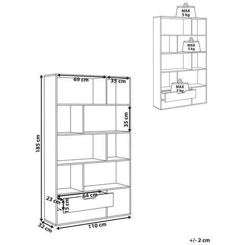Libreria Wadena 185 Cm Marrone /bianco - Foto 7