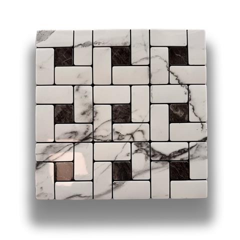 Piastrelle 3d Autoadesive In Pet Acustiche E Isolanti 30x30cm (4mm Spessore) Mosaico Marmo B&w - Foto 1