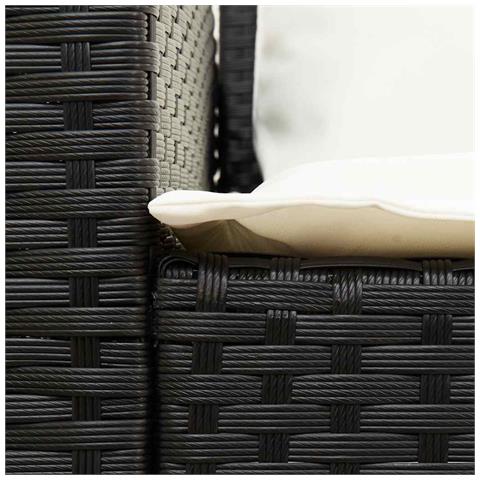 Divano da Giardino a 5 Posti con Cuscini Nero in Polyrattan - Foto 2