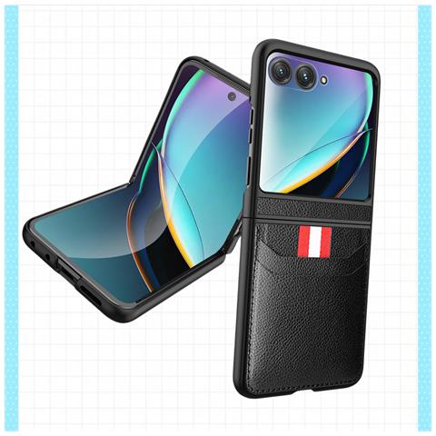 Custodia Compatibile Con Motorola Razr 50 Ultra, Pelle Pc+pu Nera, Ultra Sottile, Resistente A Graffi E Acqua Modello 3 - Foto 9