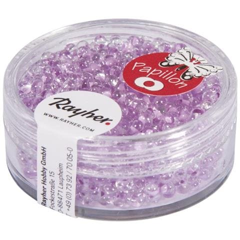 18 Grammi - Rocaille Papillon In Vetro Con Foro Ø2mm - Colore Lilla - Foto 1