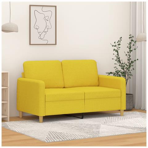 Divano A 2 Posti Giallo Chiaro 120 Cm In Tessuto - Foto 1