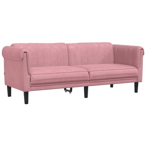 Divano A 3 Posti Rosa In Velluto - Foto 2