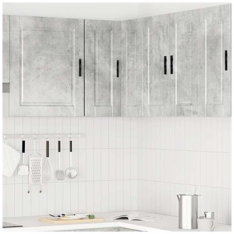 Pensile Da Cucina Ad Angolo Porto Grigio Cemento In Truciolato - Foto 3