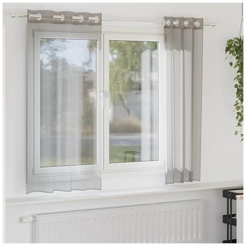 Tende In Voile Con Occhielli 2 Pz Grigio Chiaro 140x140 Cm - Foto 1