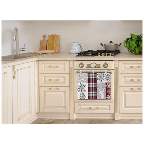 Copriforno Cucina Universale Cinigliato Copertura Decorazione Forno Edelweiss Copriforno Rosso - Foto 2