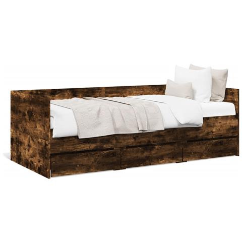 Divano Letto Con Cassetti Senza Materasso Rovere Fumo 90x190 Cm - Foto 1