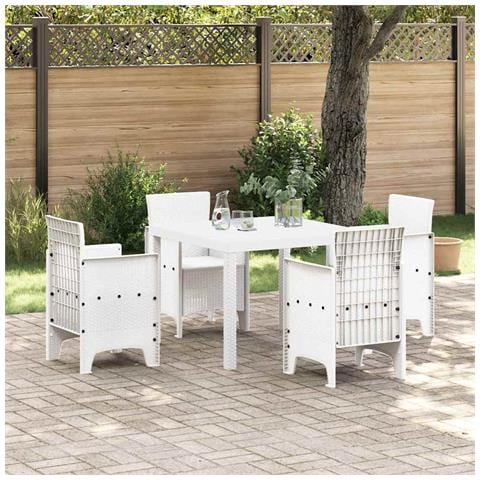 Tavolo da Giardino Bianco 100x100x73 cm in Rattan Politossidico - Foto 2