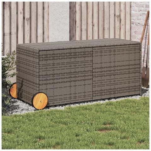 Contenitore da Giardino con Ruote Grigio 283L in Polyrattan - Foto 2