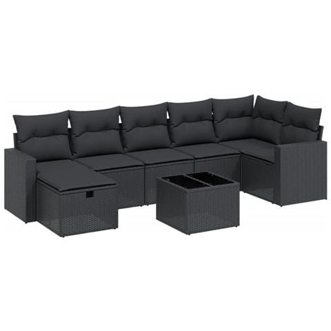 Set Divani da Giardino con Cuscini 8 pz Nero in Polyrattan - Foto 1
