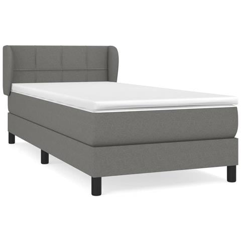 Giroletto a Molle con Materasso Grigio Scuro 90x190 cm Tessuto - Foto 1