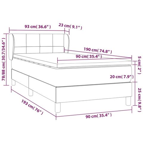 Giroletto a Molle con Materasso Grigio Scuro 90x190 cm Tessuto - Foto 7