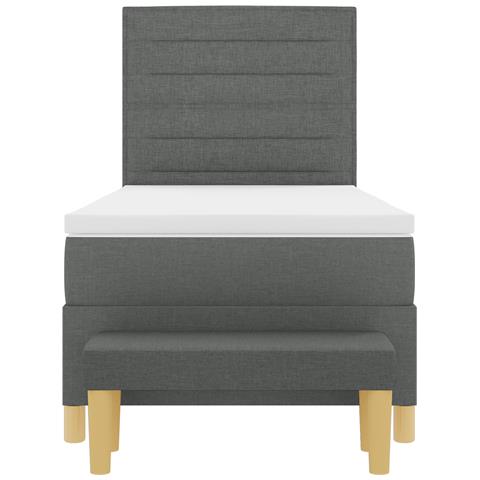 Letto a Box Spring con Materasso e Panchina Grigio Scuro 90x200 cm Tessuto - Foto 9