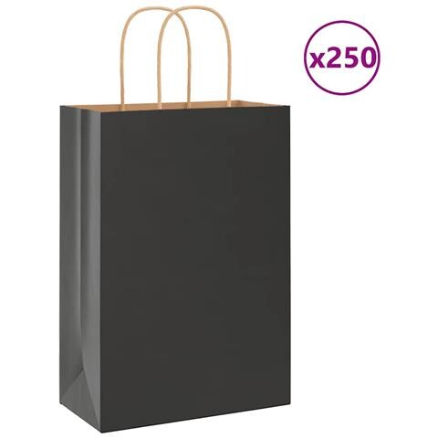 Sacchetti di Carta 250 pz con Manici Neri 21x11x31 cm - Foto 1