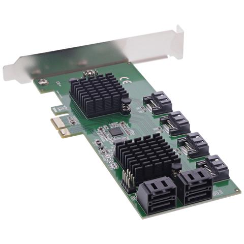InLine Scheda di interfaccia, controller 8x SATA 6Gb/s, PCIe 2.0 (PCI Express), PCIe, SATA, A basso profilo, PCIe 2.0, Multicolore, PC - Foto 2
