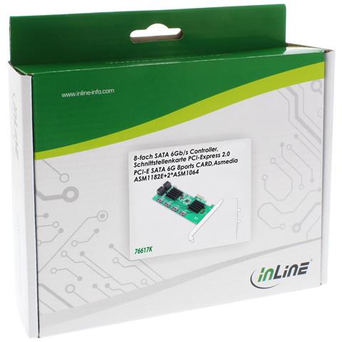 InLine Scheda di interfaccia, controller 8x SATA 6Gb/s, PCIe 2.0 (PCI Express), PCIe, SATA, A basso profilo, PCIe 2.0, Multicolore, PC - Foto 3