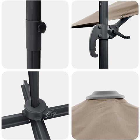 Ombrello a Sbalzo Tortora Poliestere Grande Pieghevole - Foto 9