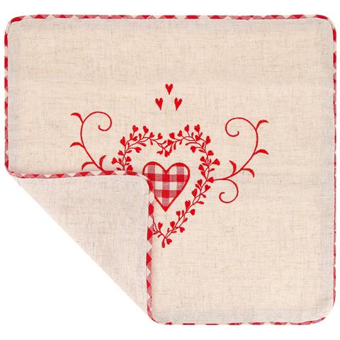 Set Di 2 Copricuscini 40x40 Cm Con Ricamo Cuore A Quadrato - Foto 2