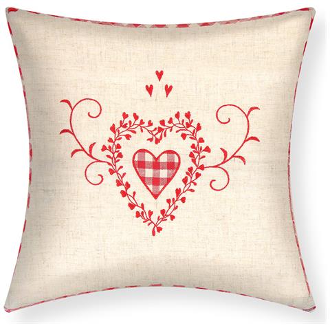 Set Di 2 Copricuscini 40x40 Cm Con Ricamo Cuore A Quadrato - Foto 1