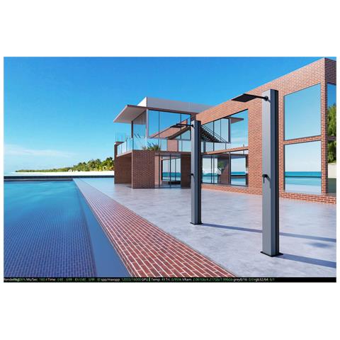 Imex Doccia Piscina In Acciaio 316 Grigio Cobalto E Nero Opaco Con Rubinetto Monovia E Diffusore Anticalcare Phoenix - Foto 1