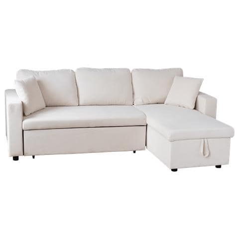 Clarkdivano Letto Angolare A 3 Posti In Velluto A Coste Beige - Foto 1