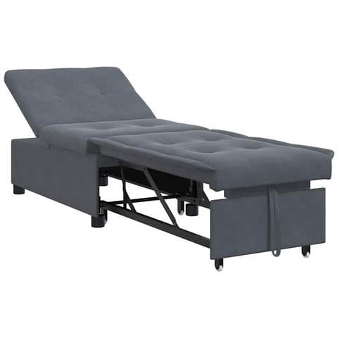 Divano Letto Grigio scuro 67 x 194 x 38 cm Velluto - Foto 1