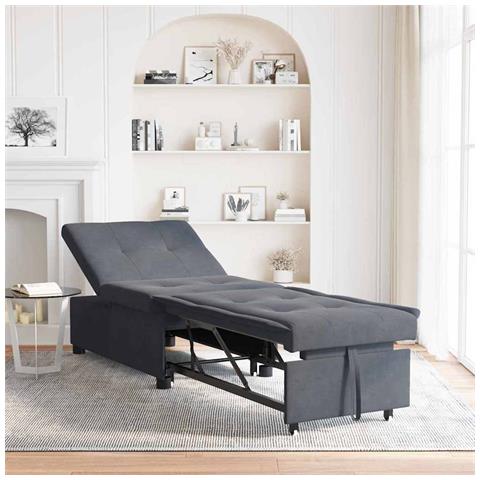 Divano Letto Grigio scuro 67 x 194 x 38 cm Velluto - Foto 2