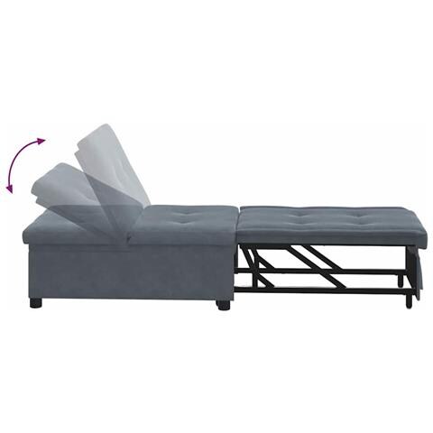 Divano Letto Grigio scuro 67 x 194 x 38 cm Velluto - Foto 9
