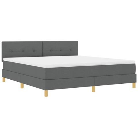 Letto a molle con materasso Grigio scuro 180 x 200 cm Tessuto - Foto 1