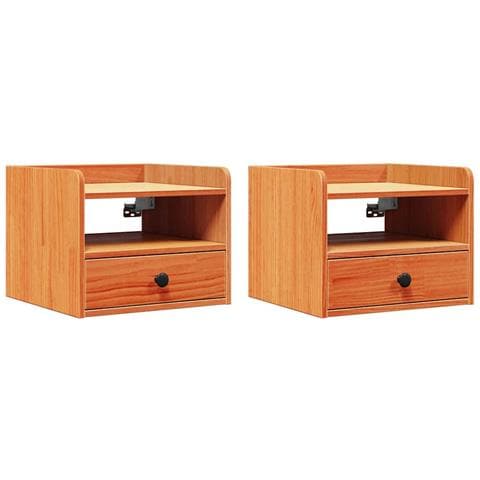 Comodino con cassetto 2 pcs Cera marrone 38 x 36 x 29.5 cm - Foto 1
