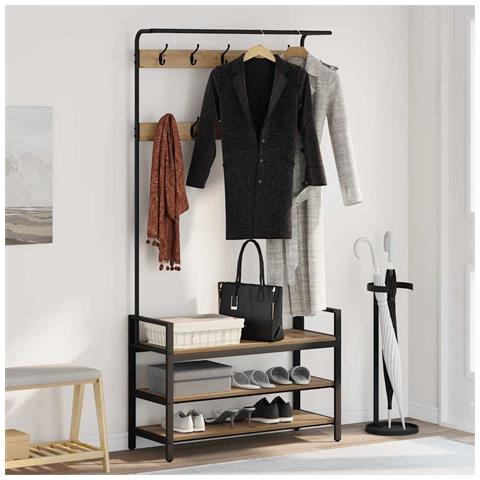 Appendiabiti rovere artigianale 95 x 34 x 184 cm - Foto 2