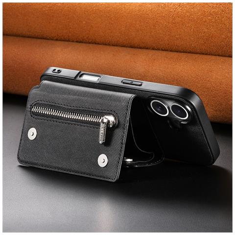 Custodia Portafoglio Magnetica Nera Compatibile Con Iphone 17 Air - Slot Per Carte, Cavalletto, Antiurto - Foto 2