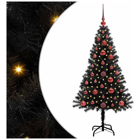Albero di Natale con 150 LED con supporto Nero 120 cm PVC - Foto 1