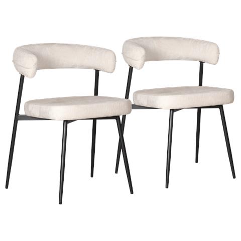 Set Di 2 Sedie In Tessuto Beige Thea - Foto 1