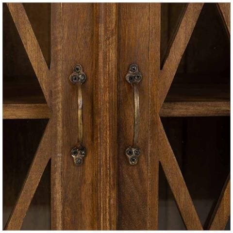 Mobile Da Ingresso In Legno E Vetro Rifinito A Mano Con 2 Ante Marroni 90x40x100 - Foto 7