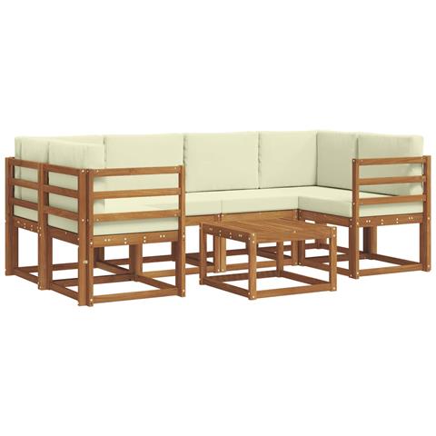Set di divani da esterno con cuscino 7 pcs Naturale e Crema - Foto 1